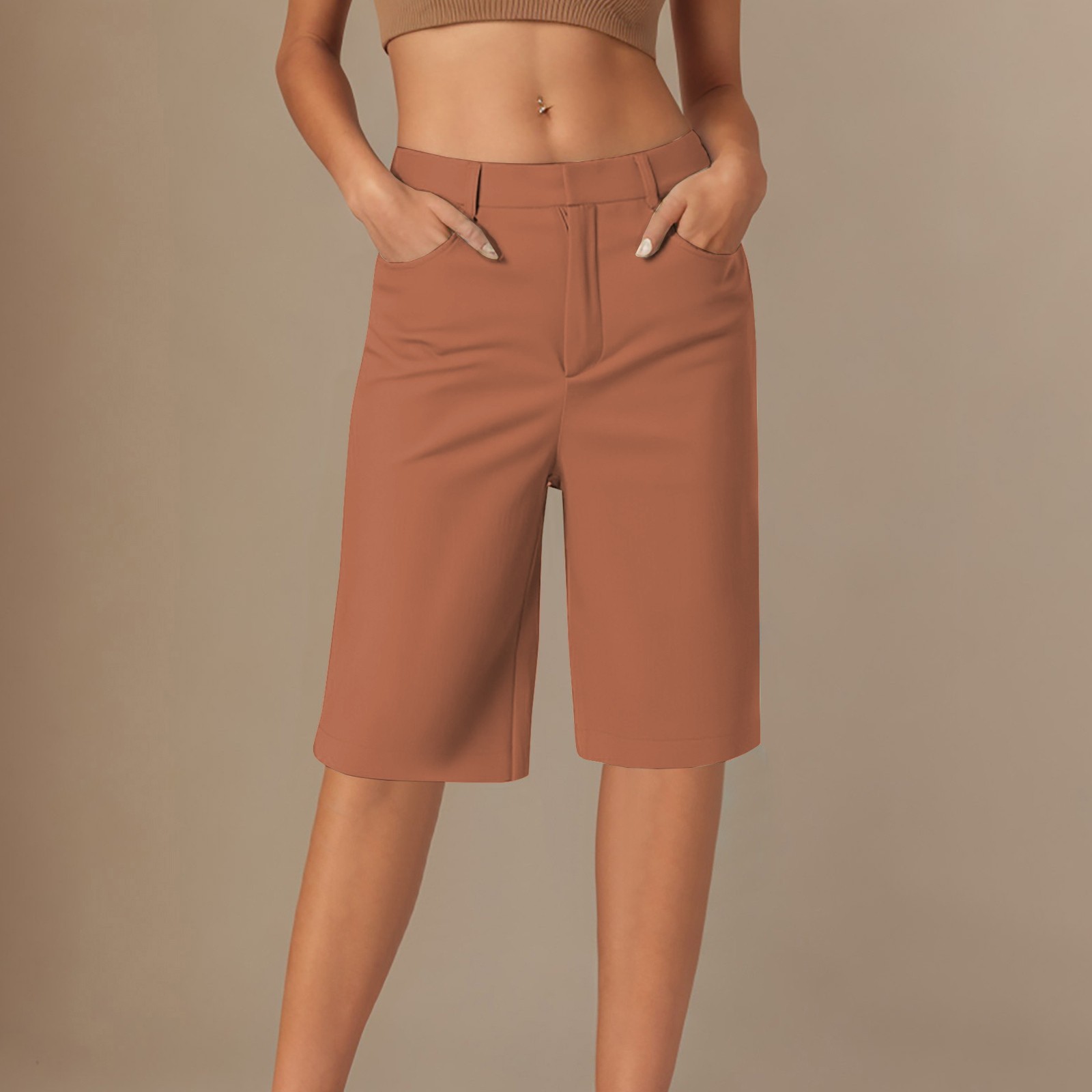 thumbnail image 2 of Leggings de sarga elásticos para mujer, corte recto, poliéster, versátiles para uso informal o deportivo, cintura elástica, tallas S-XXL, 2 of 5